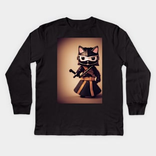 Ninja Cat Toy Kids Long Sleeve T-Shirt